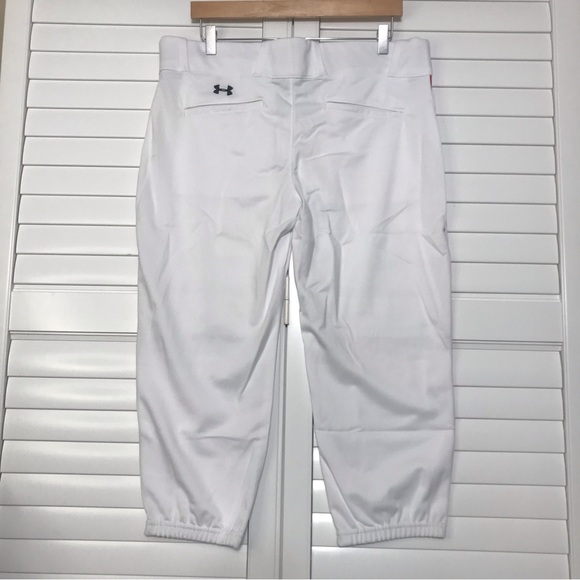 New Under Armour Softball Baseball Cropped Pants Size XL White Red Unisex - Picture 4 of 8